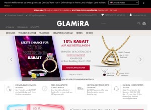 How glamira.at looks like on a tablet such as an iPad.