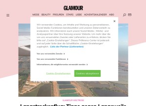 How glamour.de looks like on a tablet such as an iPad.