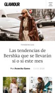 How glamour.es looks like on a mobile device such as an iPhone.