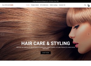 How glamouraxis.com looks like on a tablet such as an iPad.
