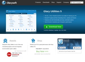 How glarysoft.com looks like on a tablet such as an iPad.