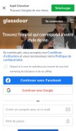How glassdoor.fr looks like on a mobile device such as an iPhone.