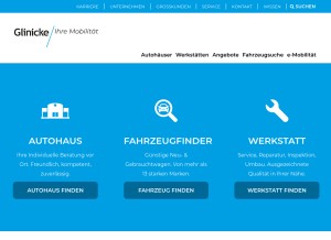 How glinicke.de looks like on a tablet such as an iPad.