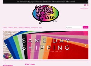 How glitterwithgraceco.com looks like on a tablet such as an iPad.