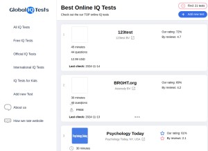 How global-iq-tests.com looks like on a tablet such as an iPad.