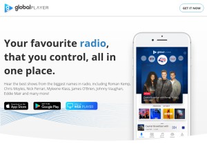 How globalplayer.com looks like on a tablet such as an iPad.