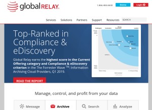 How globalrelay.com looks like on a tablet such as an iPad.