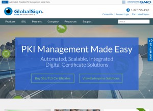 How globalsign.com looks like on a tablet such as an iPad.