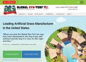 How globalsynturf.com looks like on a tablet such as an iPad.