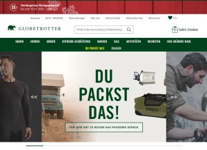 How globetrotter.de looks like on a tablet such as an iPad.