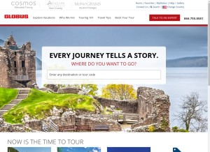 How globusjourneys.com looks like on a tablet such as an iPad.