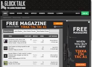 How glocktalk.com looks like on a tablet such as an iPad.