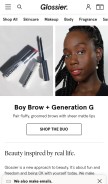 How glossier.com looks like on a mobile device such as an iPhone.