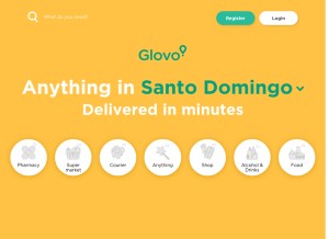 How glovoapp.com looks like on a tablet such as an iPad.