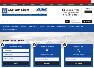 How gmpartsdirect.com looks like on a tablet such as an iPad.