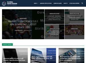 How gnradar.com looks like on a tablet such as an iPad.