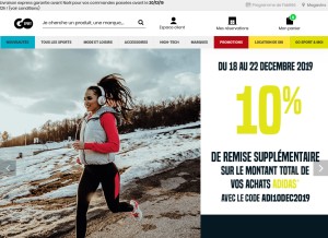 How go-sport.com looks like on a tablet such as an iPad.