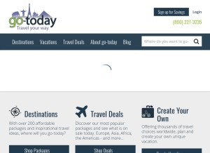 How go-today.com looks like on a tablet such as an iPad.