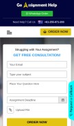 How goassignmenthelp.com.au looks like on a mobile device such as an iPhone.