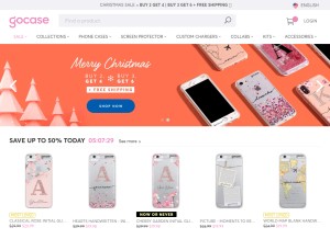 How gocase.com looks like on a tablet such as an iPad.