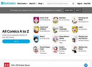 How gocomics.com looks like on a tablet such as an iPad.