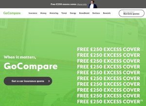 How gocompare.com looks like on a tablet such as an iPad.