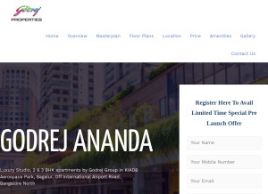 How godrej-ananda.co looks like on a tablet such as an iPad.