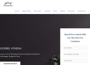 How godrejathena.in looks like on a tablet such as an iPad.