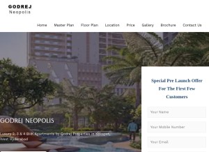 How godrejneopolis.co.in looks like on a tablet such as an iPad.