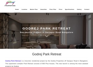 How godrejparkretreats.in looks like on a tablet such as an iPad.