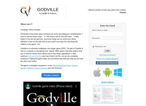How godvillegame.com looks like on a tablet such as an iPad.