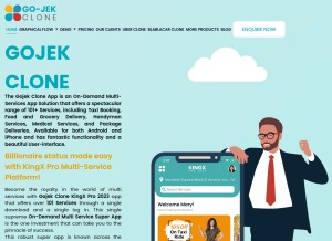 How gojekclone.com looks like on a tablet such as an iPad.