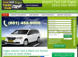 How goldandgreentaxi.com looks like on a tablet such as an iPad.