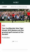 How golf.com looks like on a mobile device such as an iPhone.