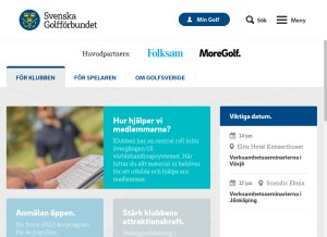 How golf.se looks like on a tablet such as an iPad.