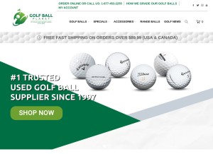 How golfballplanet.com looks like on a tablet such as an iPad.