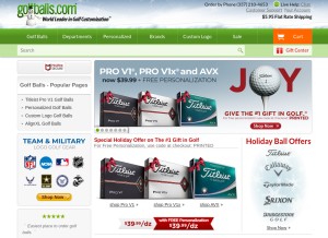 How golfballs.com looks like on a tablet such as an iPad.