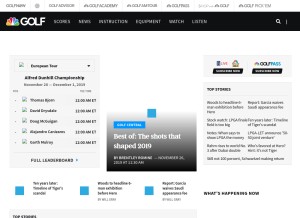 How golfchannel.com looks like on a tablet such as an iPad.