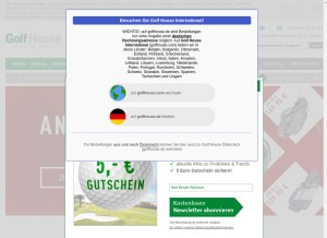 How golfhouse.de looks like on a tablet such as an iPad.
