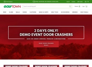 How golftown.com looks like on a tablet such as an iPad.