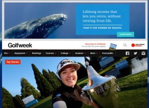 How golfweek.com looks like on a tablet such as an iPad.