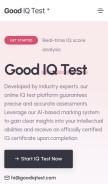 How goodiqtest.com looks like on a mobile device such as an iPhone.