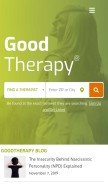 How goodtherapy.org looks like on a mobile device such as an iPhone.