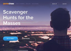 How goosechase.com looks like on a tablet such as an iPad.