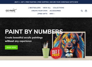 How gopaintbynumbers.com looks like on a tablet such as an iPad.