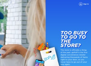 How gopuff.com looks like on a tablet such as an iPad.