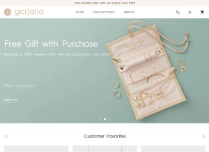 How gorjana.com looks like on a tablet such as an iPad.