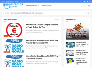 How gospelradios.com.br looks like on a tablet such as an iPad.
