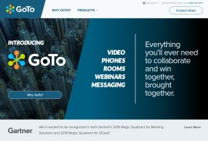 How goto.com looks like on a tablet such as an iPad.