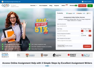 How gotoassignmenthelp.com looks like on a tablet such as an iPad.